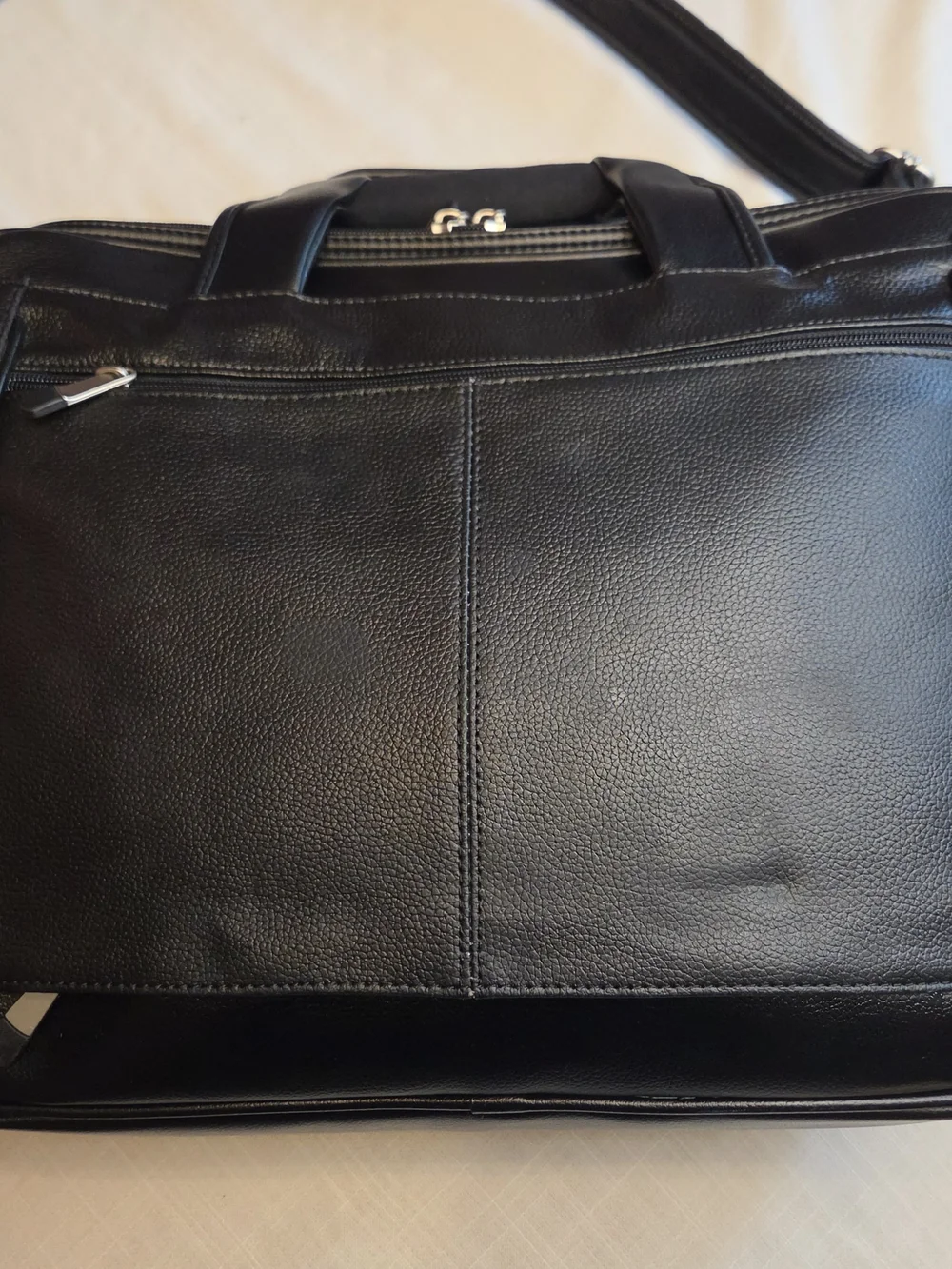 Dell Black Leather Briefcase - Men's Laptop Bag